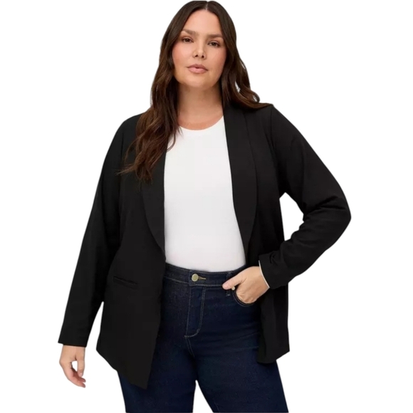 Torrid Black Shawl Collar Open Front Blazer Size 2X - Picture 2 of 11
